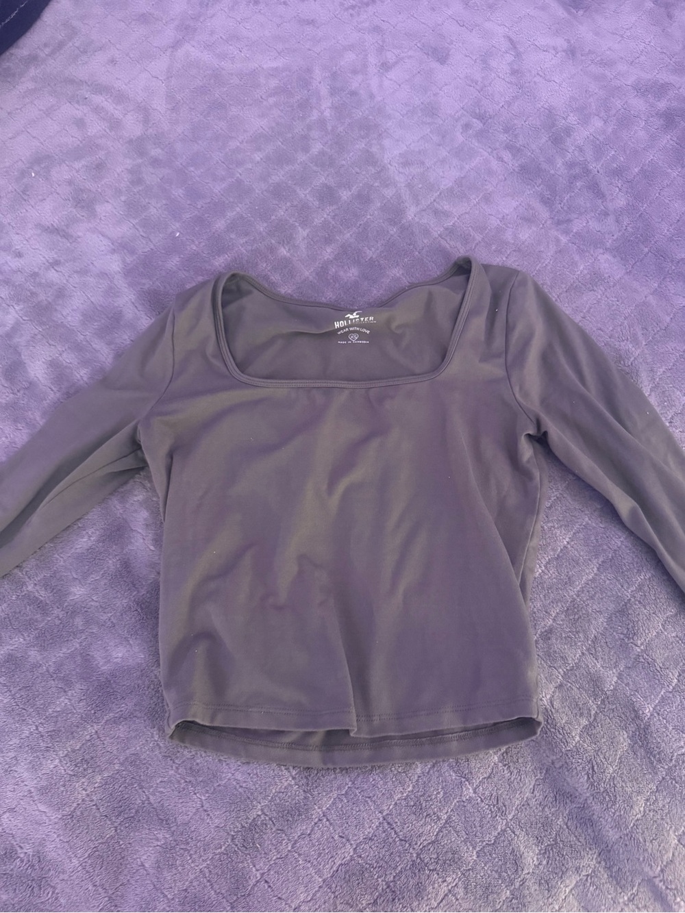 Hollister Black Long Sleeve Square Neck Top